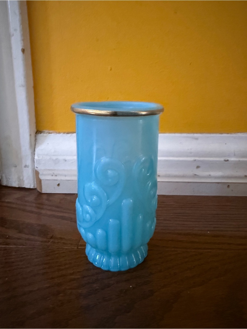 Vintage AVON Bristol Blue Art Deco Glass Vase - Collectible